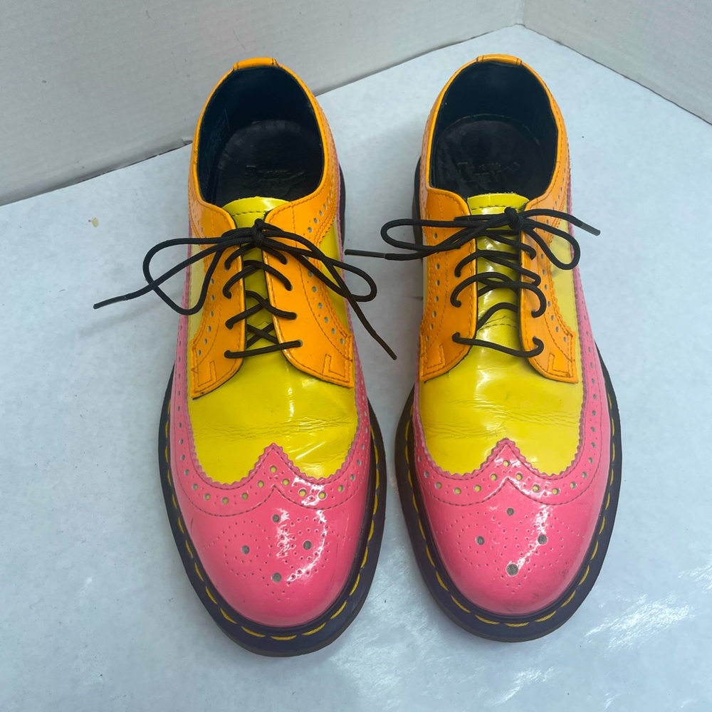 Dr. Martens Women's  Brogue Dress Shoes 3989 Pink Yellow Orange